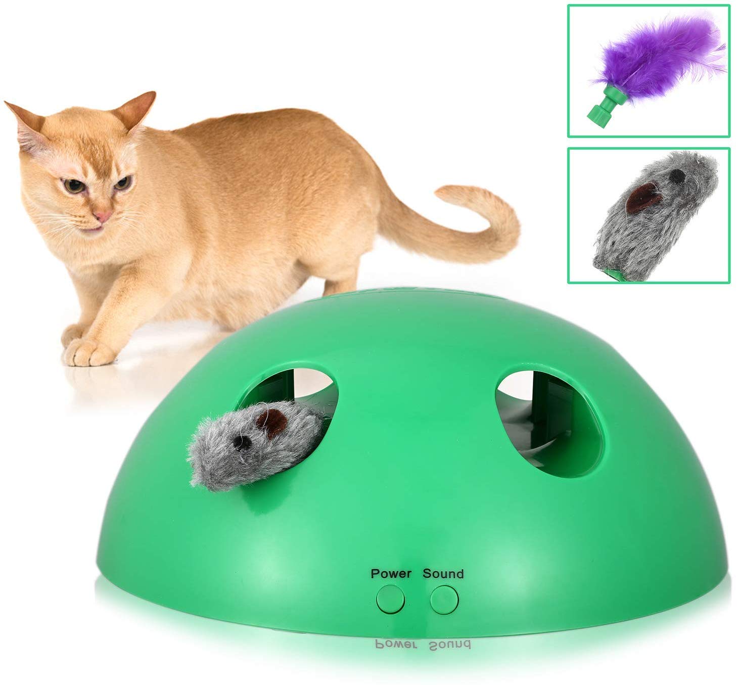 pb+ Cat Interactive Toys,Play Interactive Motion Cat Toy, Funny Cat Scratching Training Toy for Pet Kitty Cats Electronic Smart Random Moving Feather Mouse Teaser Best Choice For Gifts