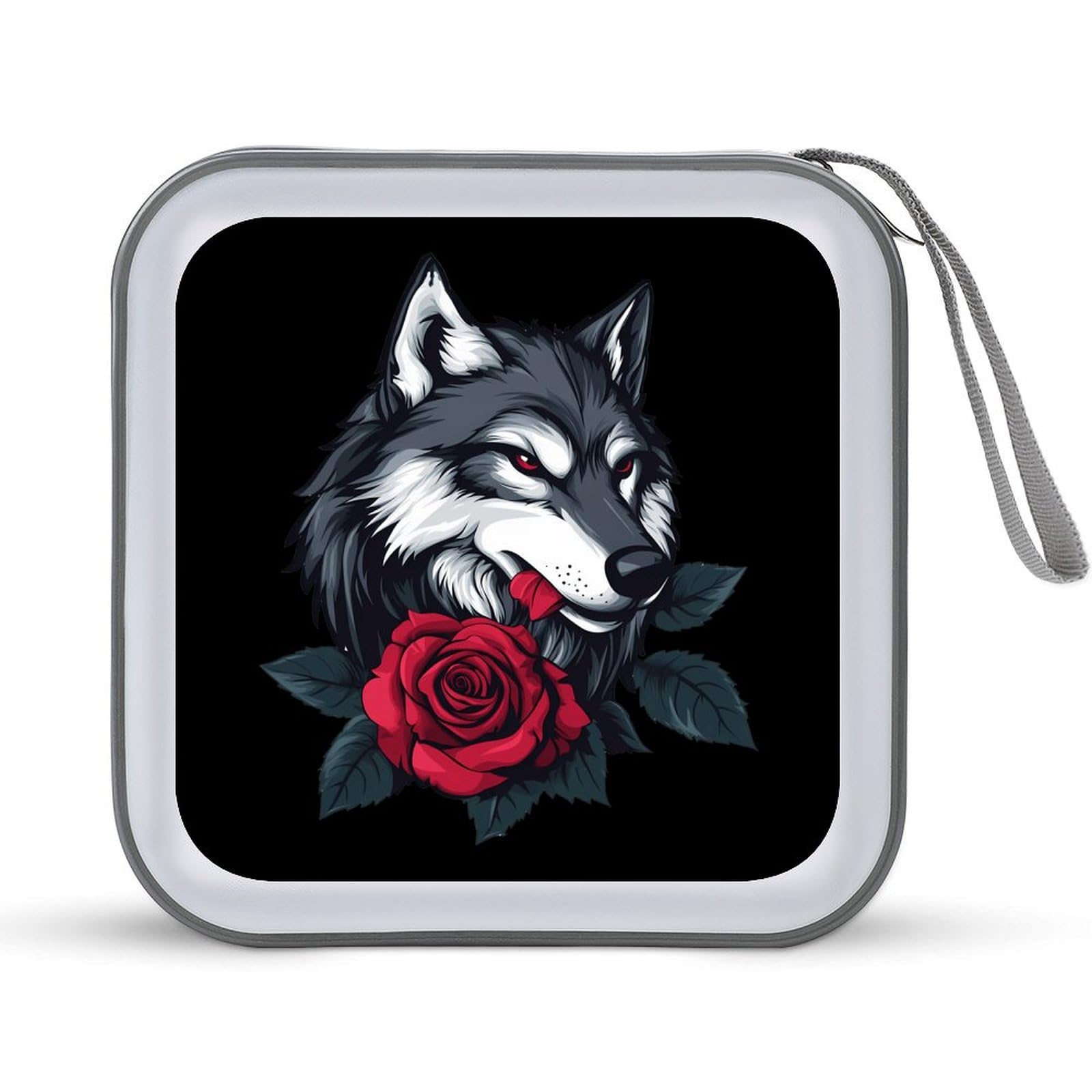 Wolf With A Rose CD Case Portable DVD Holder Storage Organizer for Home Travel