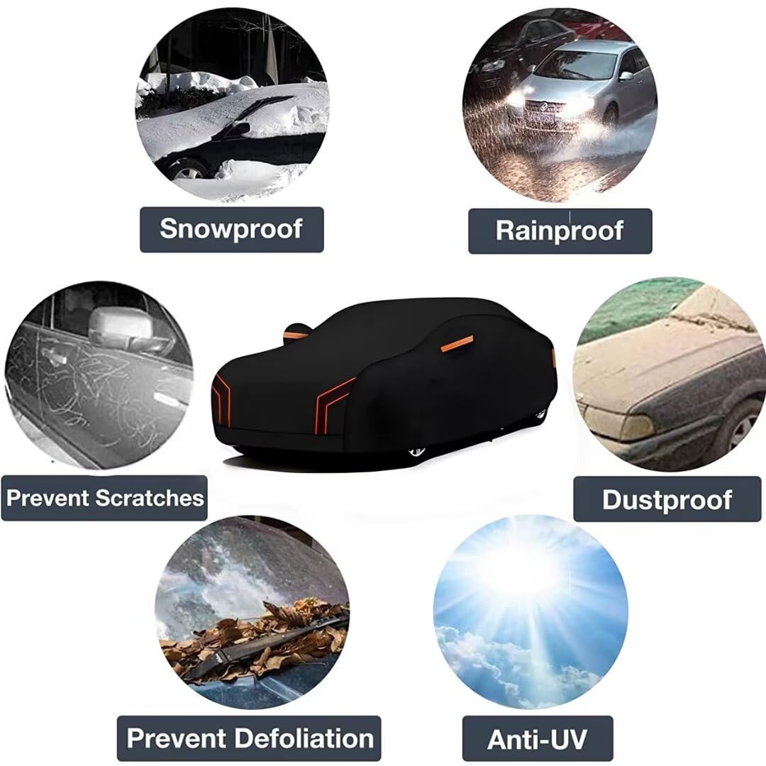 genérico Funda Coche Exterior Compatible con Renault Arkana 2018-2025,Funda para Coche Exterior Resistente a la Lluvia, al Polvo y al Sol con Puerta con Cremallera(Black Orange)