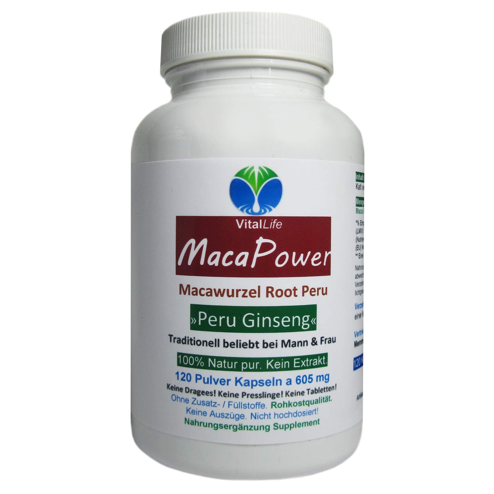 MACA 360 (3x120) Kapseln Wurzel Pulver aus PERU für Mann & Frau Ausdauer & Energie im Alltag. NATUR pur. NICHT hochdosiert. OHNE Zusatzstoffe. OHNE Füllstoffe 26625-3