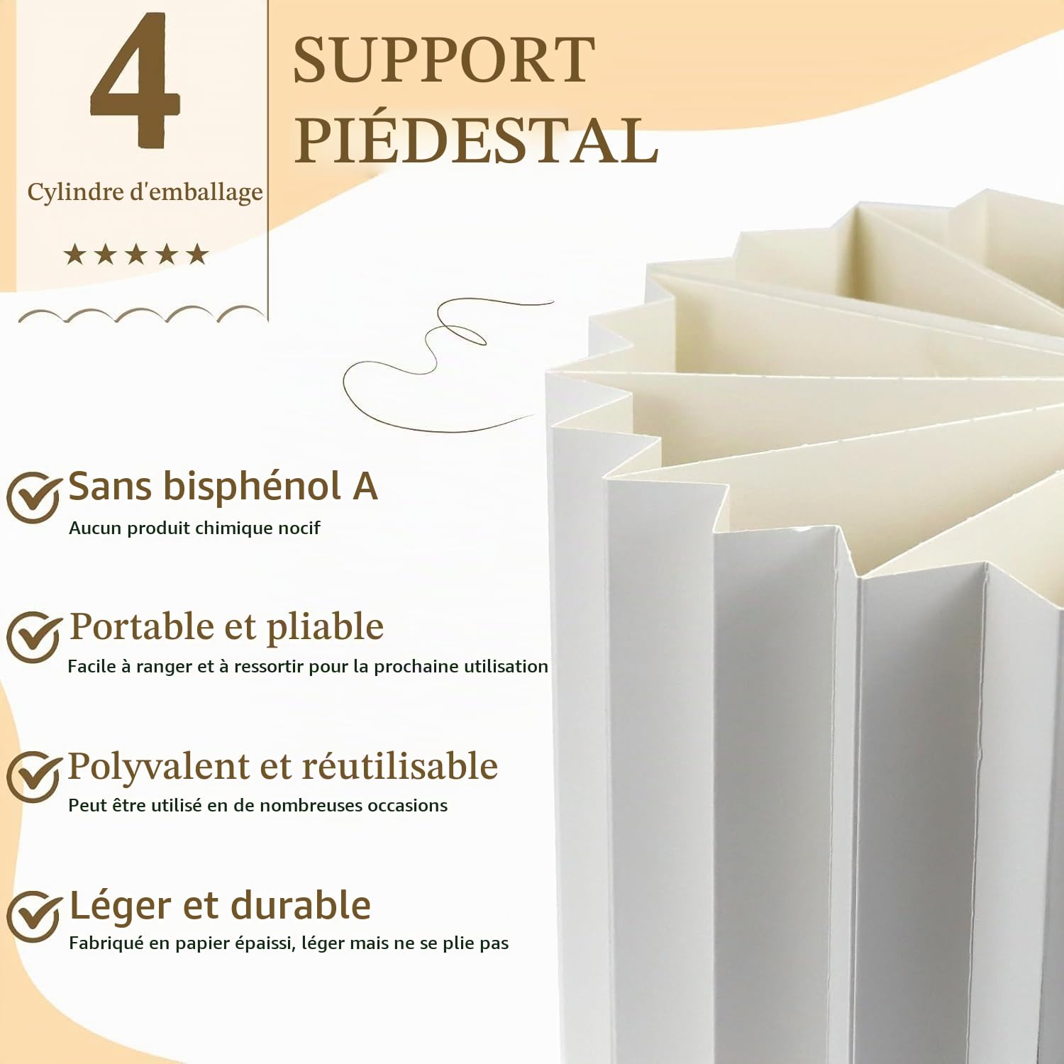 MALLOOM Lot de 4 Rehausseurs de Buffet – Présentoirs Blancs Cylindriques en Carton pour Desserts, Gâteaux, Bijoux, Figurines – Idéal pour Fêtes, Mariages, Collectors