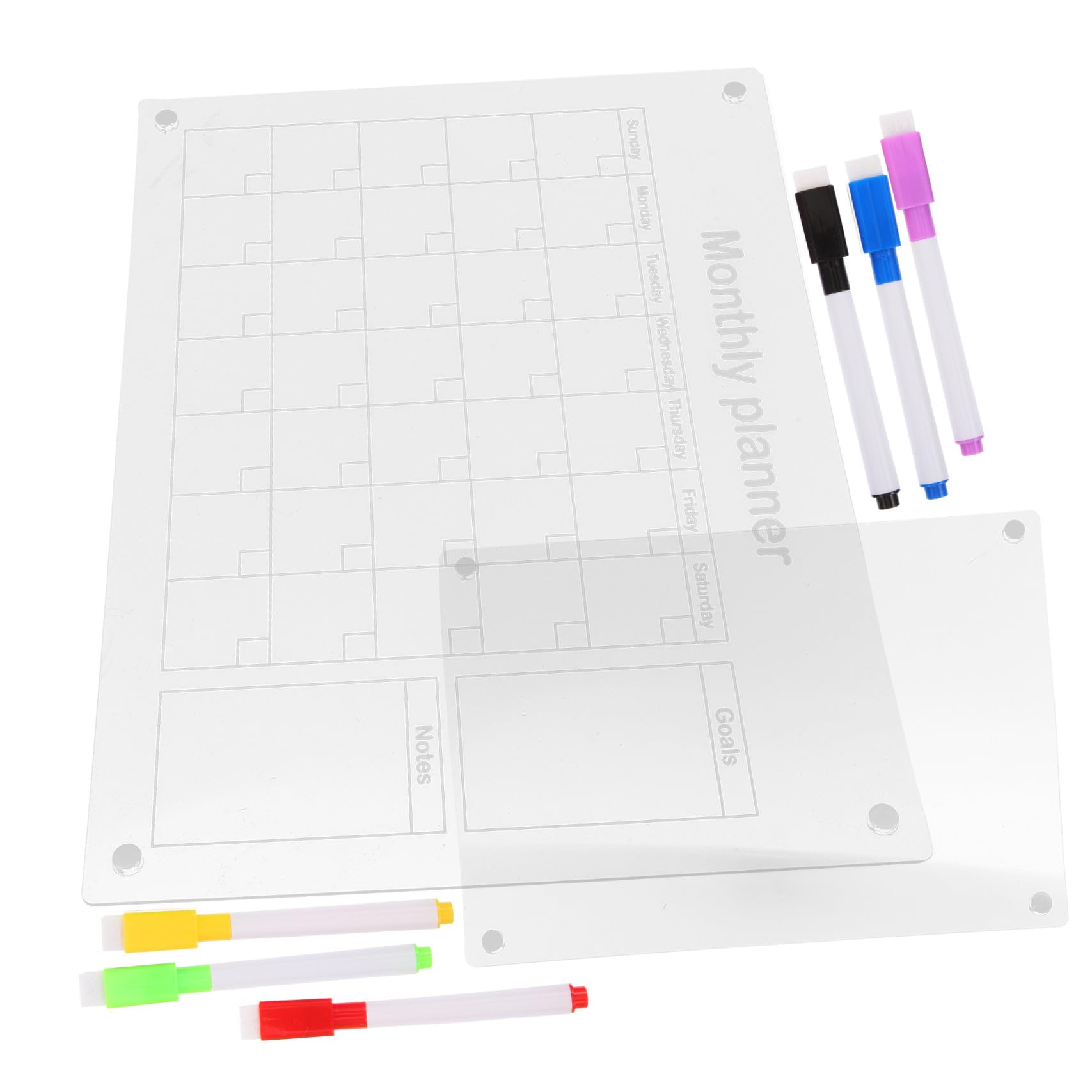 Calendario Da Frigorifero Con Lavagna Magnetica Cancellabile A Secco - Planner in Acrilico - Organizzazione Di Piccoli Uffici E Case