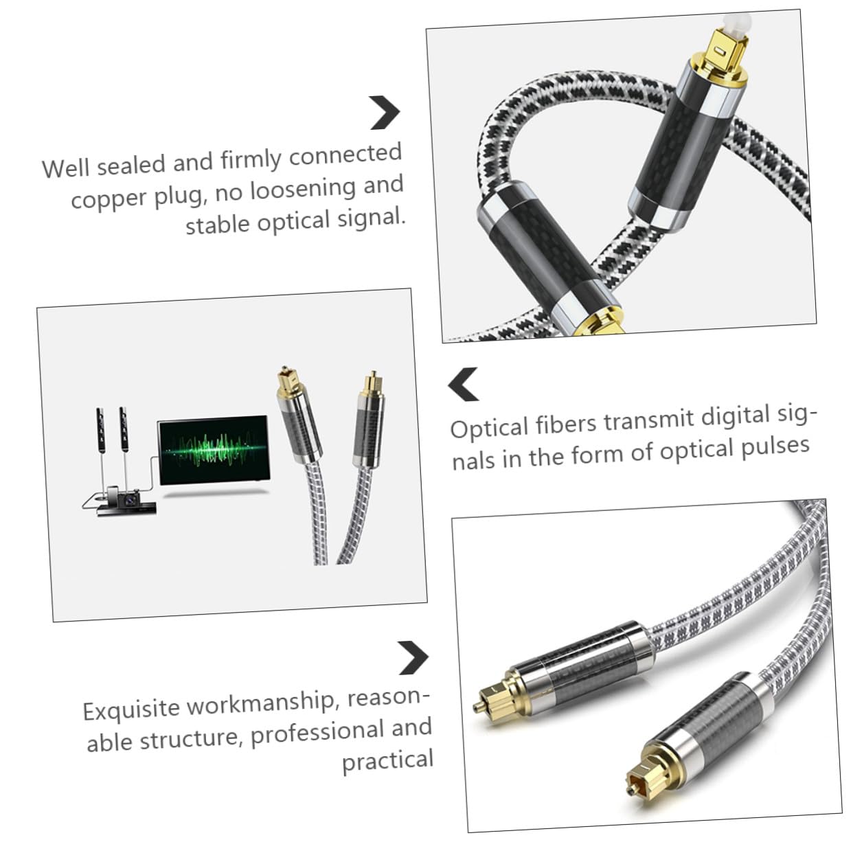 DOITOOL Cavo Audio Ottico da Metri Cavo Audio Digitale Connettori Placcati in Oro Trasmissione senza Disturbi Elettromagnetici