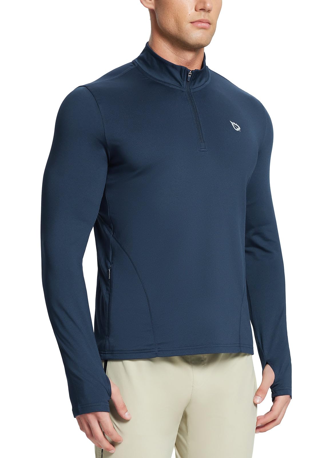 BALEAFMens Long Sleeve Running Shirts Fleece Pullover Quarter Zip Pockets Cold Weather Winter Gear