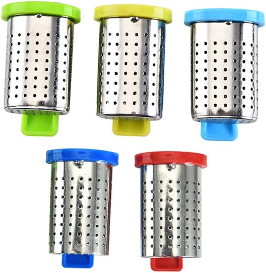TIDTALEO 5pcs Tea Filter Infuser Hanging Tea Strainer Hanging Tea Infuser Strainer Hanging Tea Filter Perculators Tea Strainer with Handle Tea Strainers Stainless Steel Tea Maker Tea Leak, 6.5*3.5CM