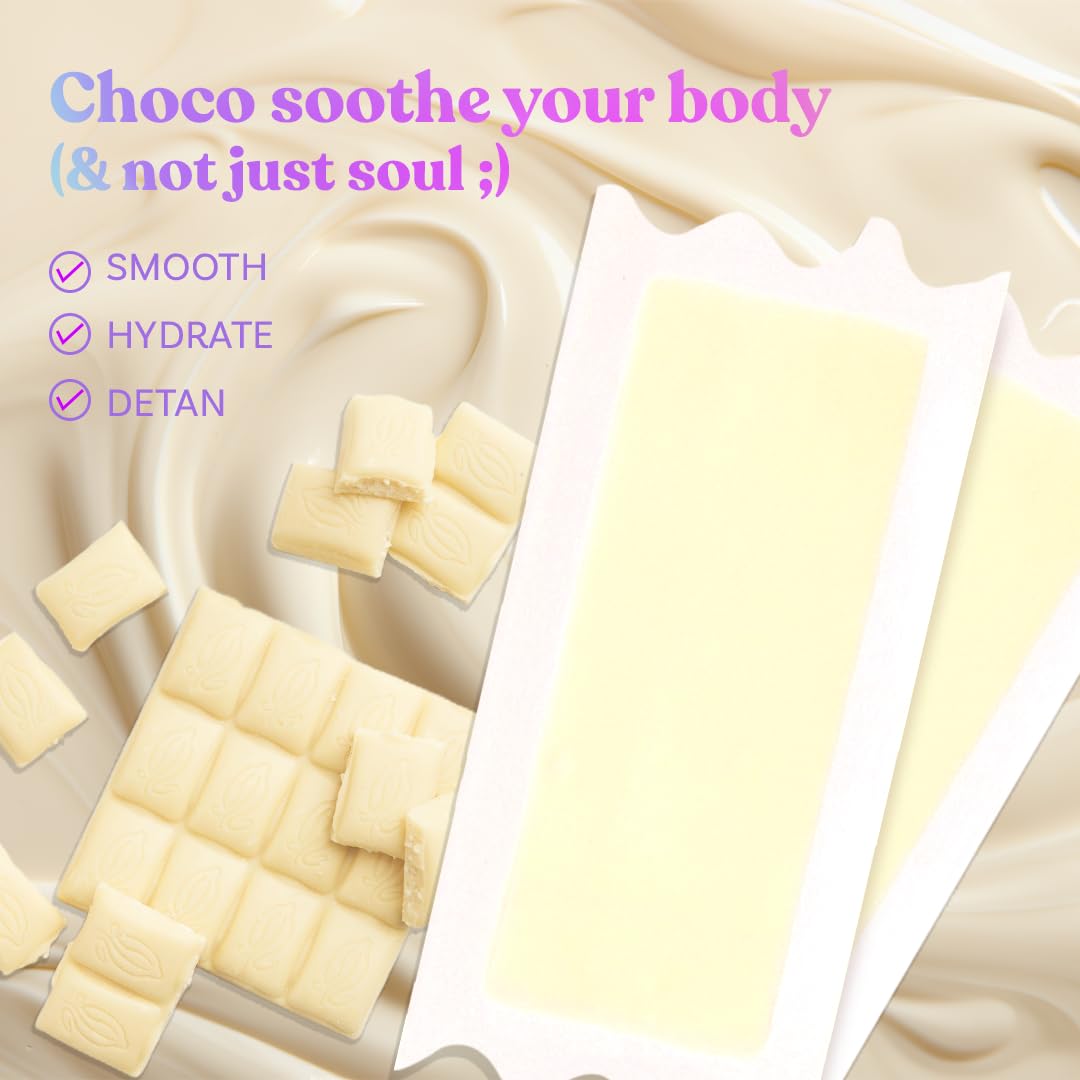 Bombae Choco Wax Strip for Women | 1 Pack (20 Strips) | Body & Bikini | Removes Tan, 28 Days Hair-Free | White Chocolate Bliss, Post-Wax Wipes - Image 3 thumbnail