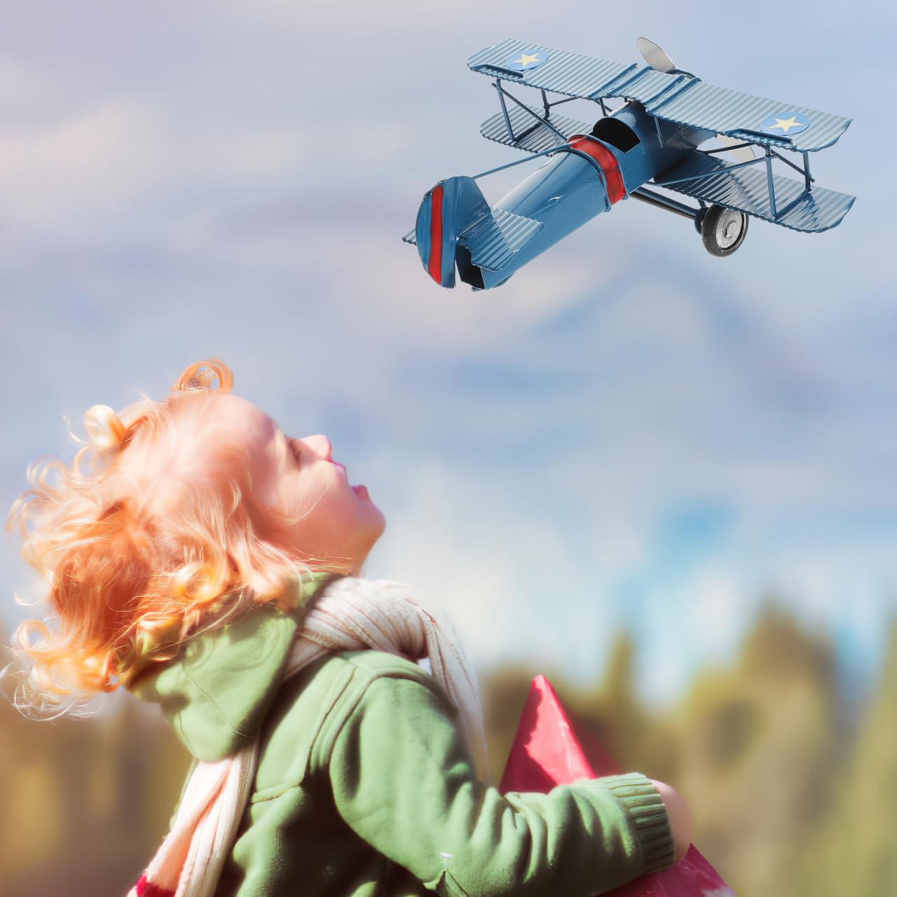 Modellino Di Aeroplani In Metallo Modello Di Aereo Retrò Aliante Biplano Modello Di Aeroplano Giocattolo Per Bambini Ornamento Scrivania Per Decorazioni Per La Camera