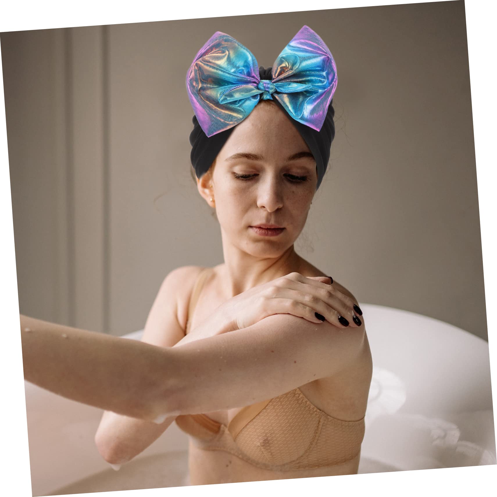 VANZACK 5pièces Bonnet De Natation Décoratif pour Adultes Chapeau Nylon Élastique avec Nœud pour Cheveux pour Piscine Natation