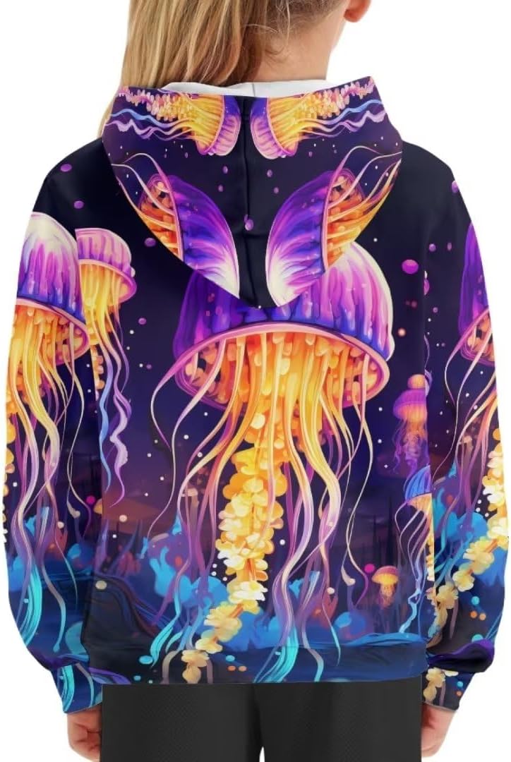 Boys Girls Hoodies Animals Print Cute Loose Long Sleeve Kangaroo Pockets Pullover Athletic Youth Hoodie Sweatshirt