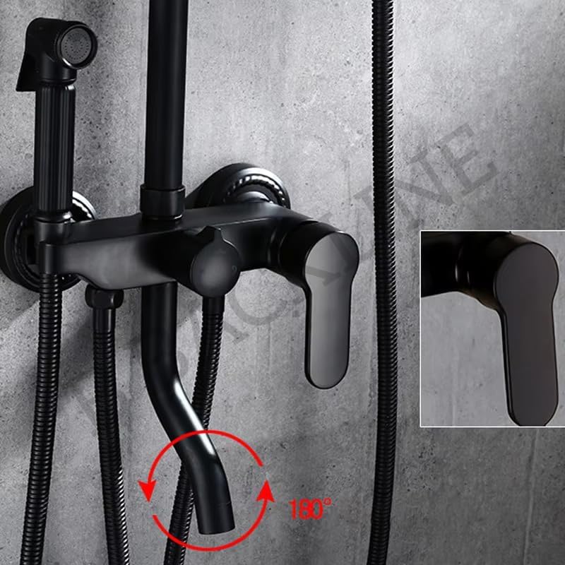 Image of Backline Shower Panels For Bathroom Full Set | Hot & Cold Shower System | Hand shower | overhead Rain Shower | Showers For Bathrooms (Black Matt)