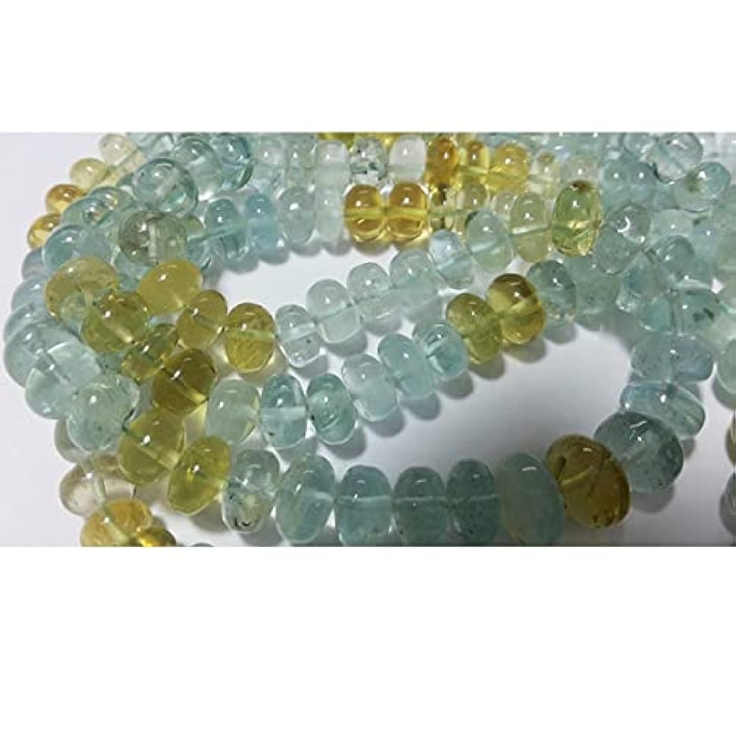 Perles aquamarine beads et rondelles en aigue-marine jaune pour création DIY