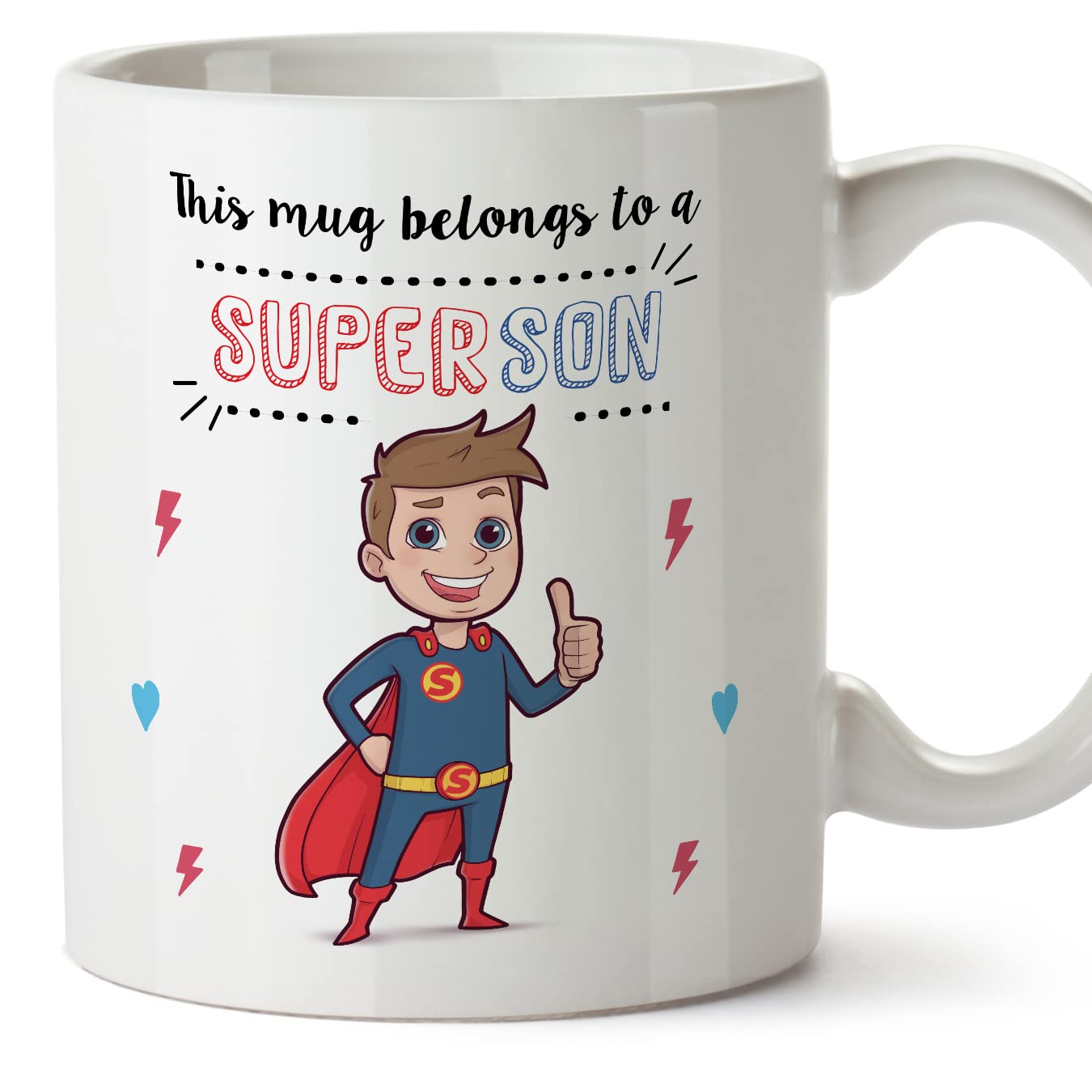 MUGFFINS Son Mug - in English - Super Family - Funny Gift - Ceramic 11oz Mug