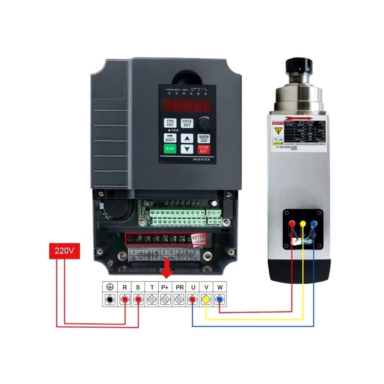 Silnik Wrzeciona 6KW ER32 18000 Obr./min Łożysko Ceramiczne Chłodzony Powietrzem Z Falownikiem VFD O Mocy 7,5 KW Do Routera CNC Wysoce Zoptymalizowany(380v)
