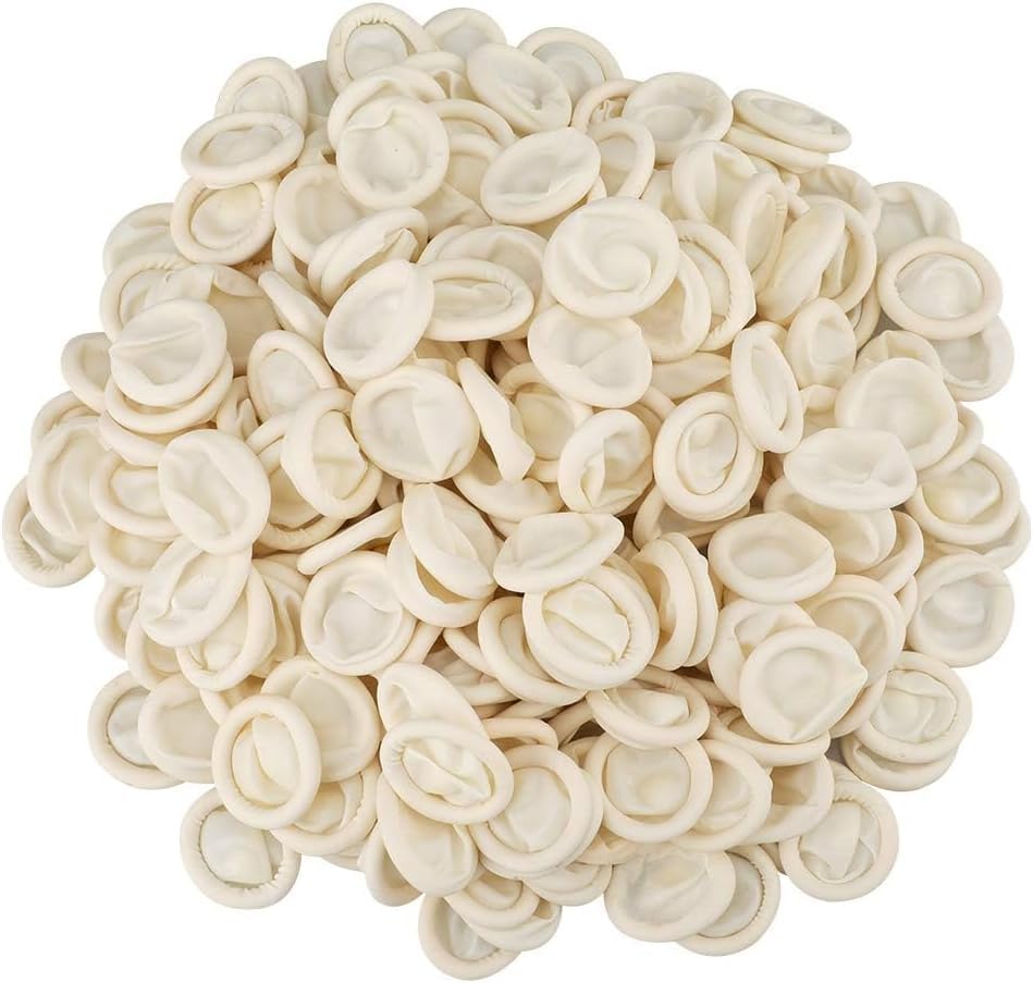 G2PLUS Disposable Finger Cots 100PCS White Latex Finger Gloves Nail Art Lab