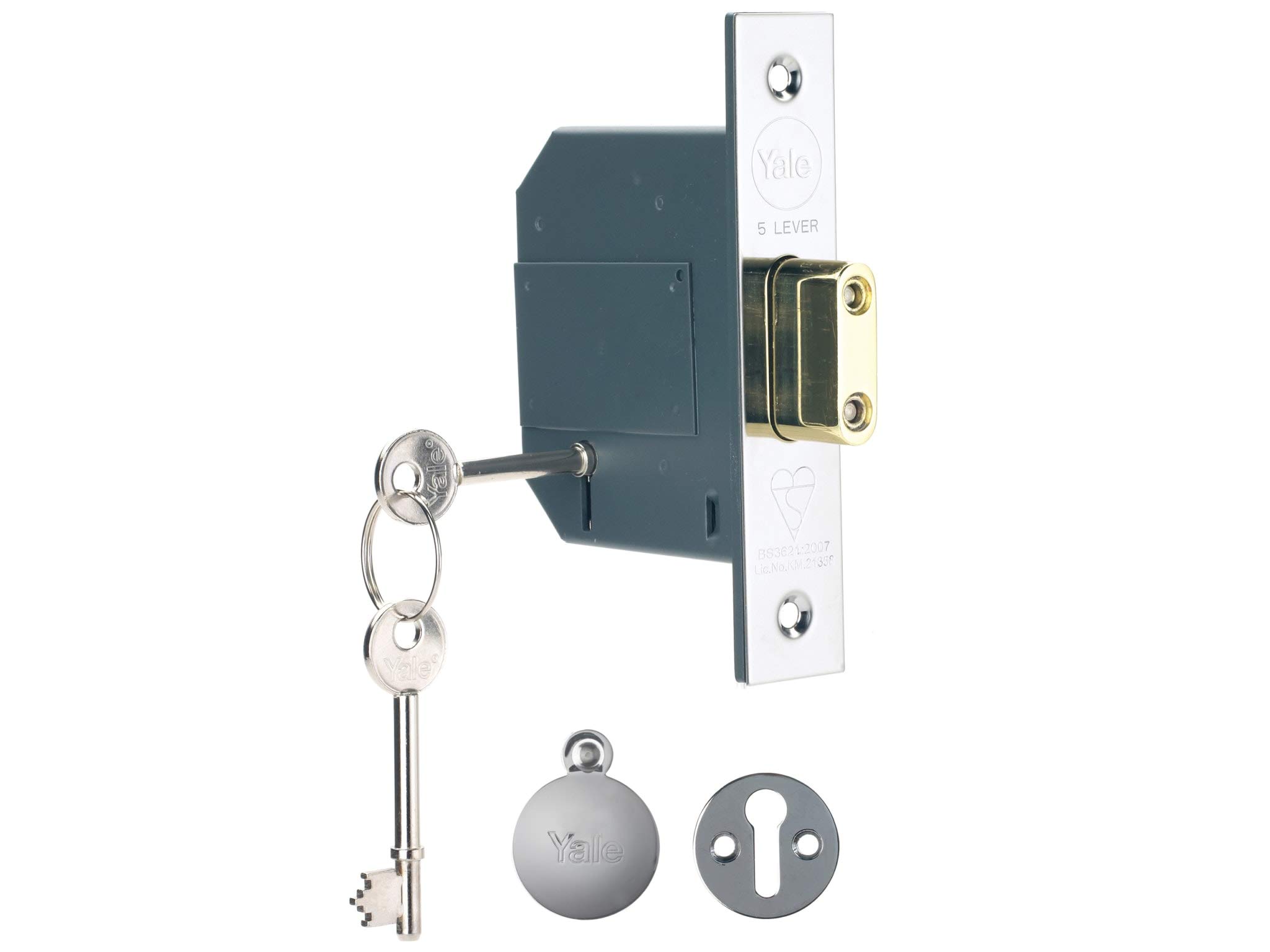 PM562 High Security BS 5 Lever Mortice Dead Lock 64mm 2.5-inch - Polished Chrome Finish - 2 Keys included