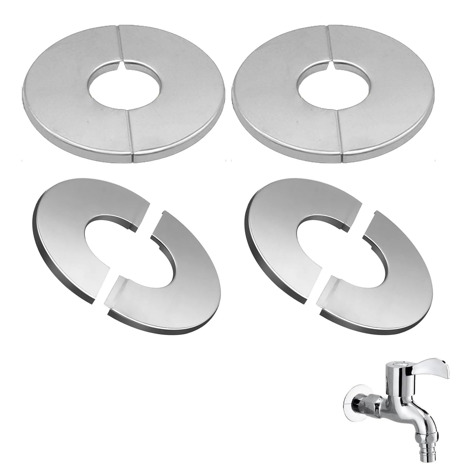 Rosetta Copritubo In Acciaio Inox - Divisa Autoadesiva Per Fori Valvole E Tubi, DN 160mm - Foto 2