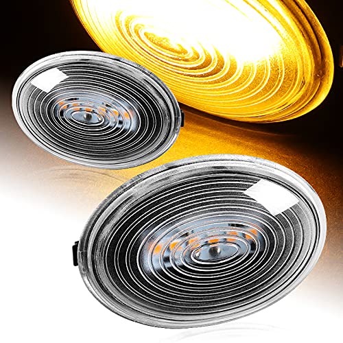 DriftX Performance, LED Turn Signal Side Marker Lights fit for compatible with 2007-2015 Mini Cooper, Clear Lens Reflector Amber Led Side Marker Lamps (2PCS)