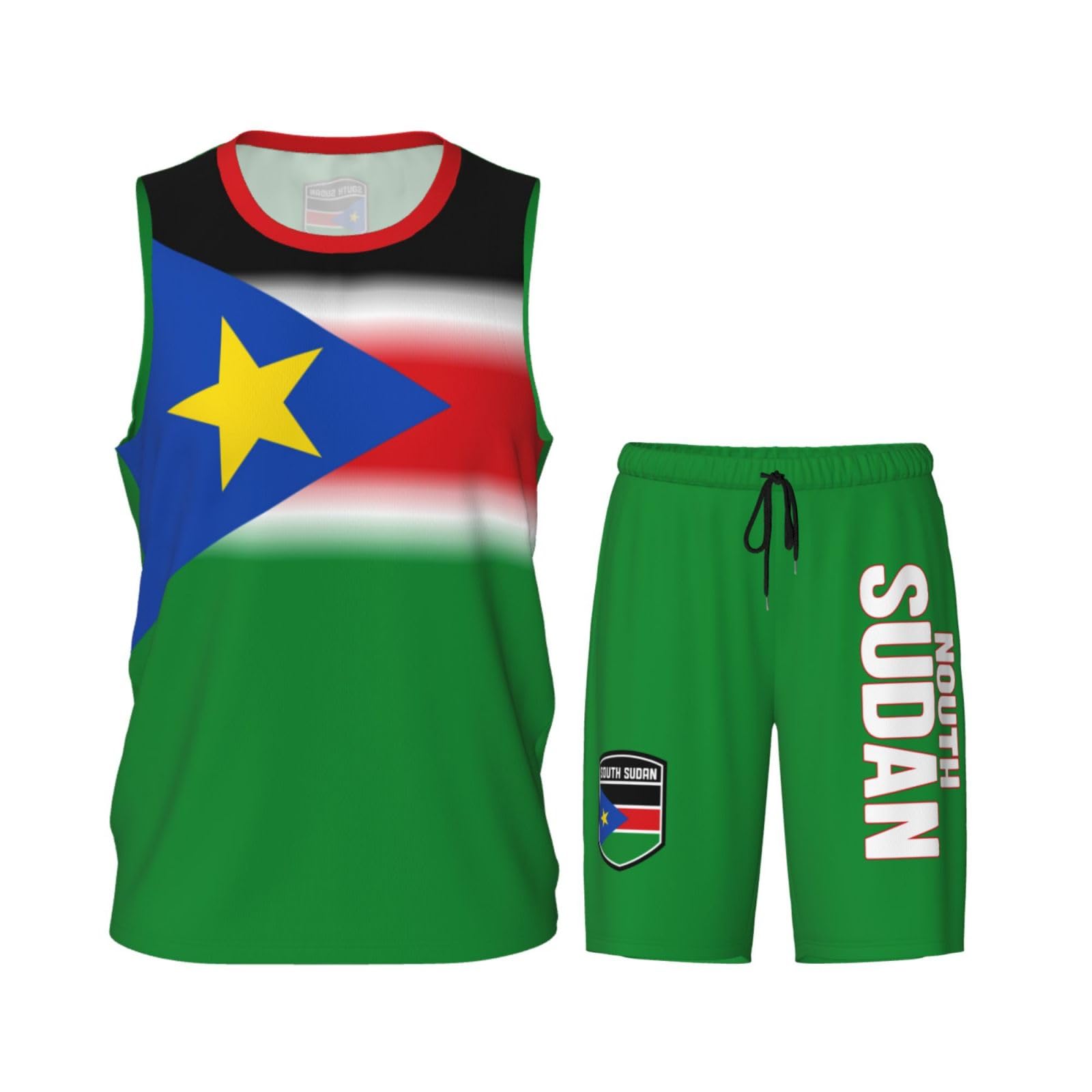 DABOYOZHZH South Sudan Flag Basketball Uniform Suit for Men Team Training Athletic Gradient Jersey
