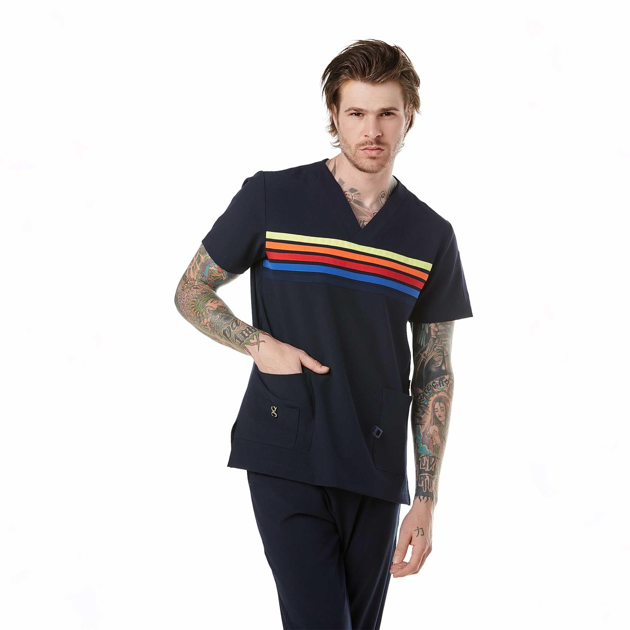 GALLANTDALE Uniforme Médico con Casaca y Pantalón para Hombre, Pijama Médica Hombre, Scrub Quirúrgico, Esterilizable, Reusable - Amalfi