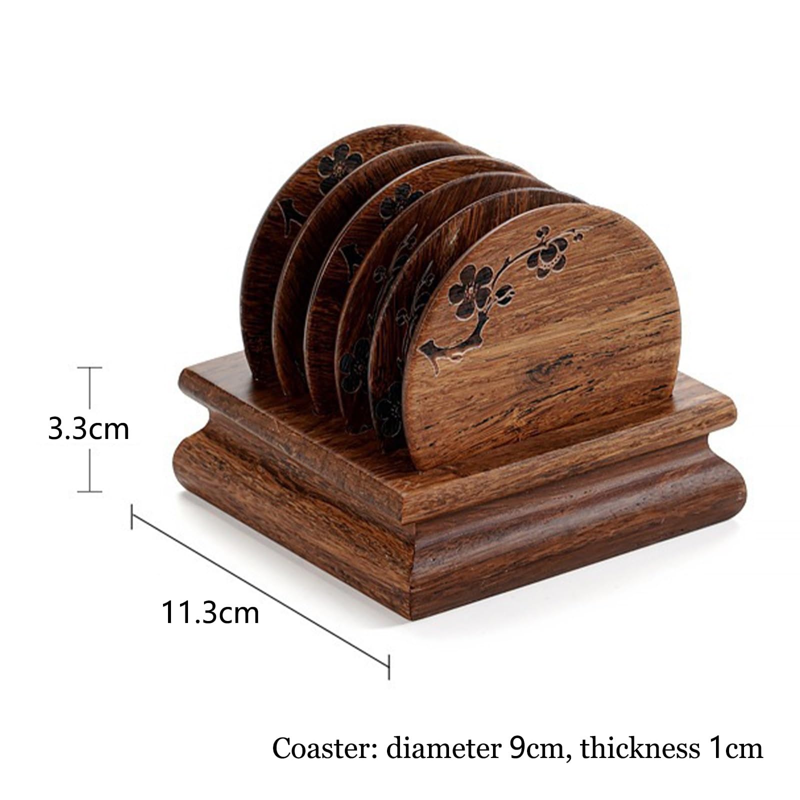 Kung Fu - Juego de 6 posavasos redondos de madera natural con protección contra el calor para sala de estar, tazas de té y tazas de café