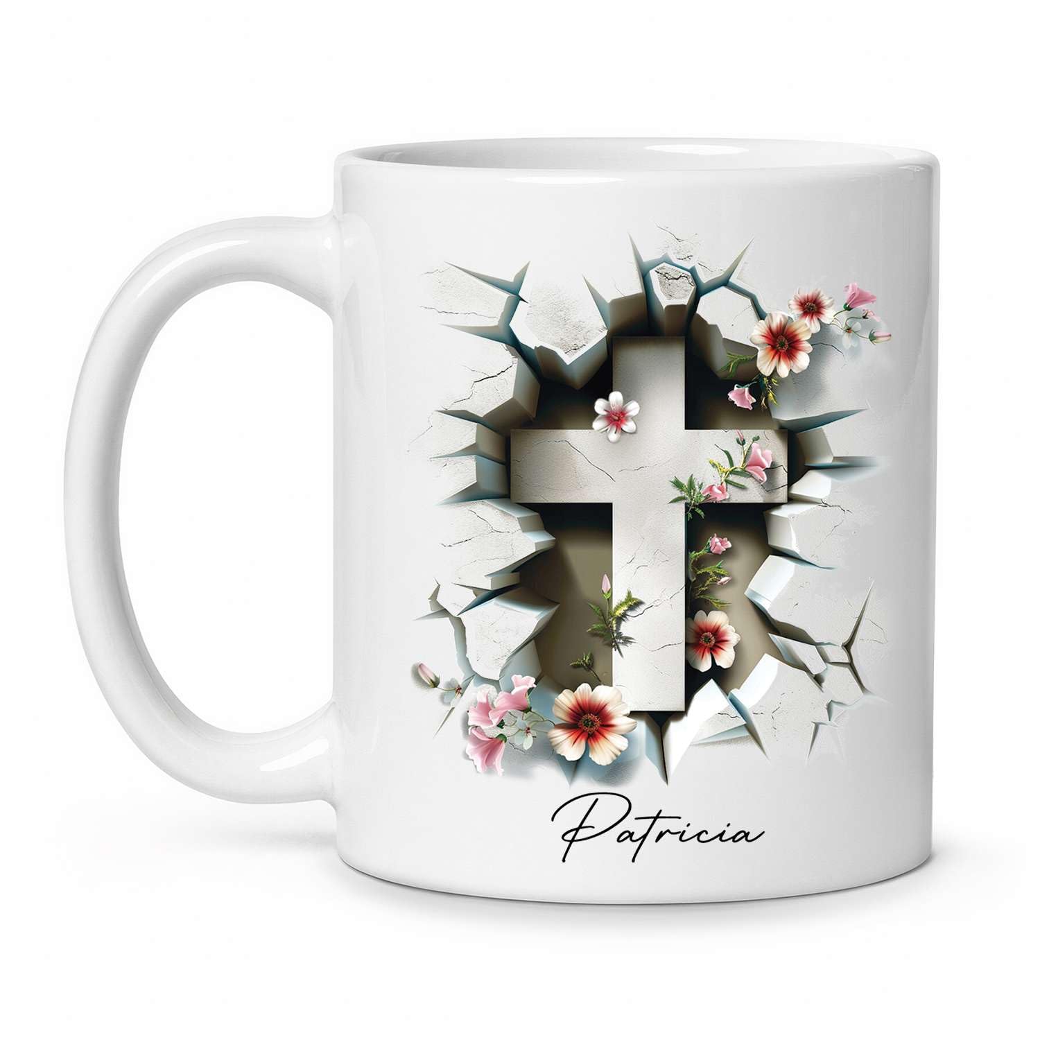 Amazon.com: Custom Religious Cross And Flowers Mug, Customized Name  Christian Coffee Cup 11oz, Personalized Cross With Hole Design Cup, Cross  Cup, Christian Inspirational Mug For Women Men : Home & Kitchen