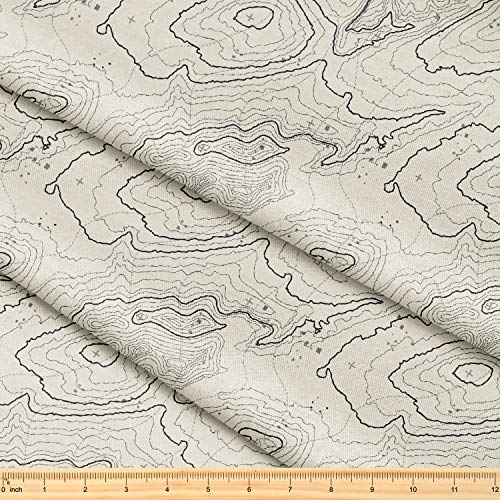 Premium 58-Inch KoolSwitch Decorative Fabric by the Yard - Topographic Map Pattern for Sewing, Quilting, Crafts, and Home Décor