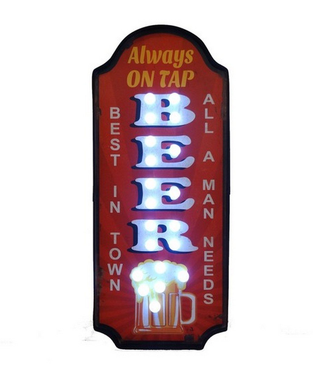 MAXIOCCASIONI Placa luminosa de cerveza para pubs y bares, 26 x 61 x 5 cm