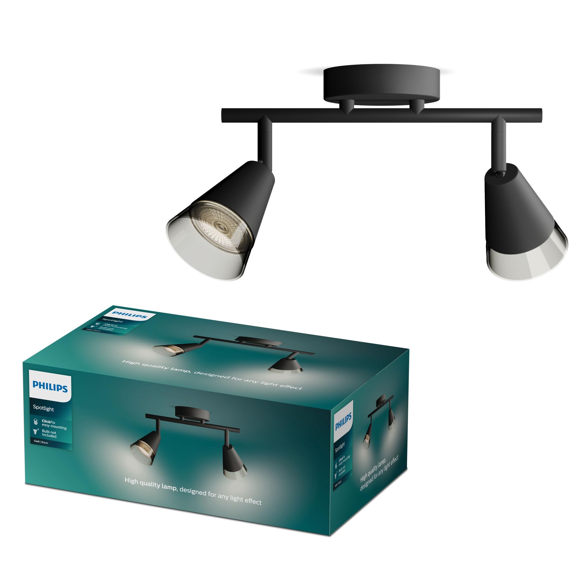 Philips PHILIPS Cleft Spot 2-Head, GU10 not Included, Black, IP20