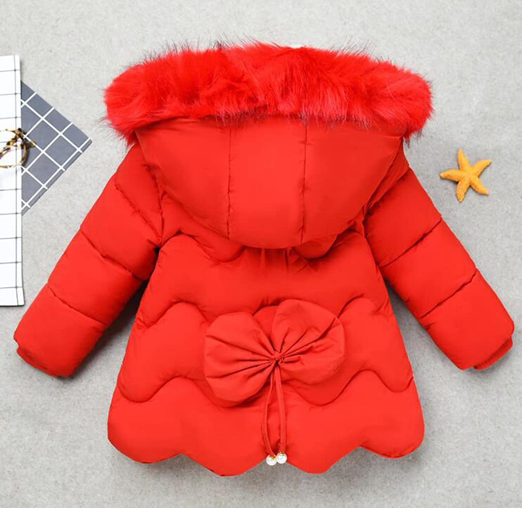 Piumino da bambina, imbottito, con cappuccio in pelliccia, giacca invernale da ragazza, spessa e calda, antivento