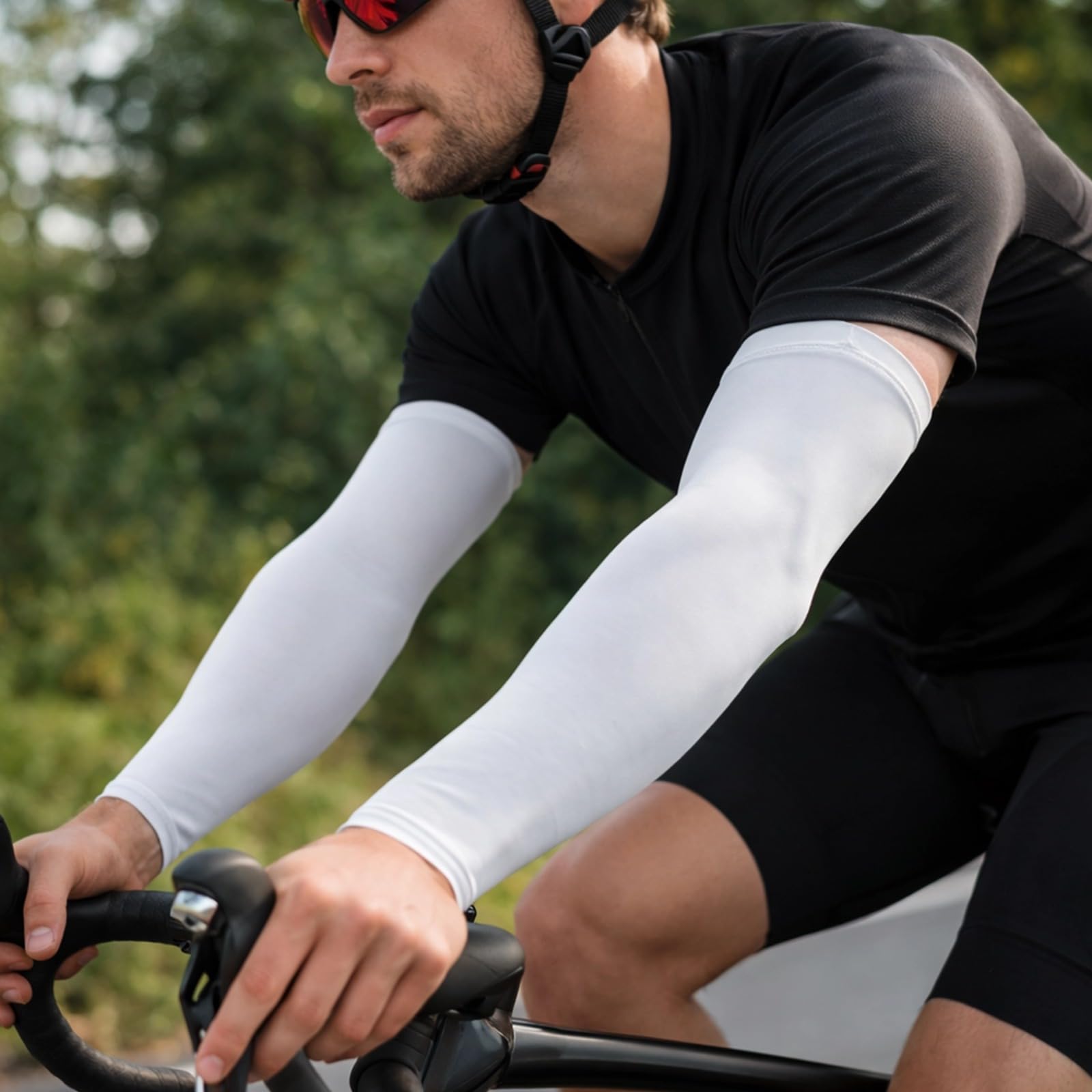 12 szt. rękawów rowerowych, białe, oddychające i pochłaniające pot do biegania, wędkowania, sportowe rękawy na ramię, ochrona przed słońcem, wysoka elastyczność, poliester