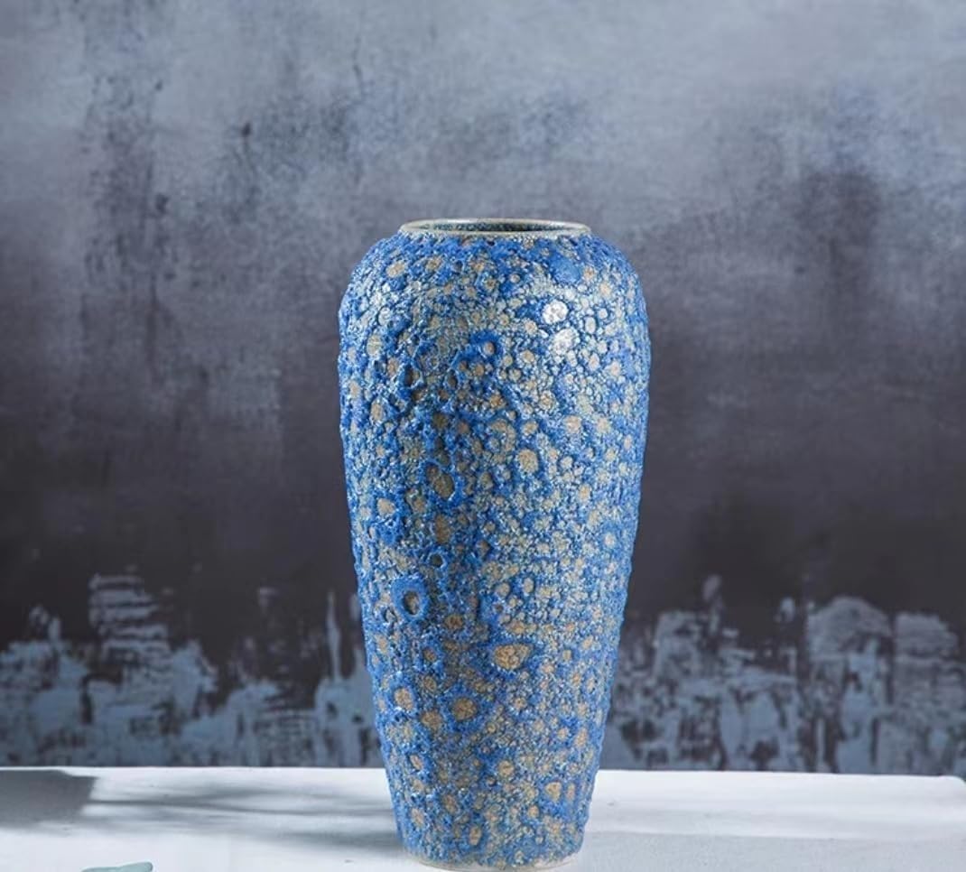 Bzgpmfud One Color Vase Desktop Glaze Stoneware Countertop Ceramic Dried Flower Arrangement Living Room(High 33Cm)