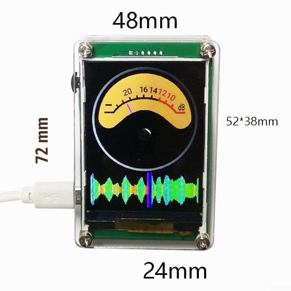 Besttoolifes Analizzatore di spettro audio, VU Meter di livello musicale a controllo vocale 2,4 pollici ritmo HD LCD Display di simulazione a colori 10 modalità USB Analizzatore di spettro audio