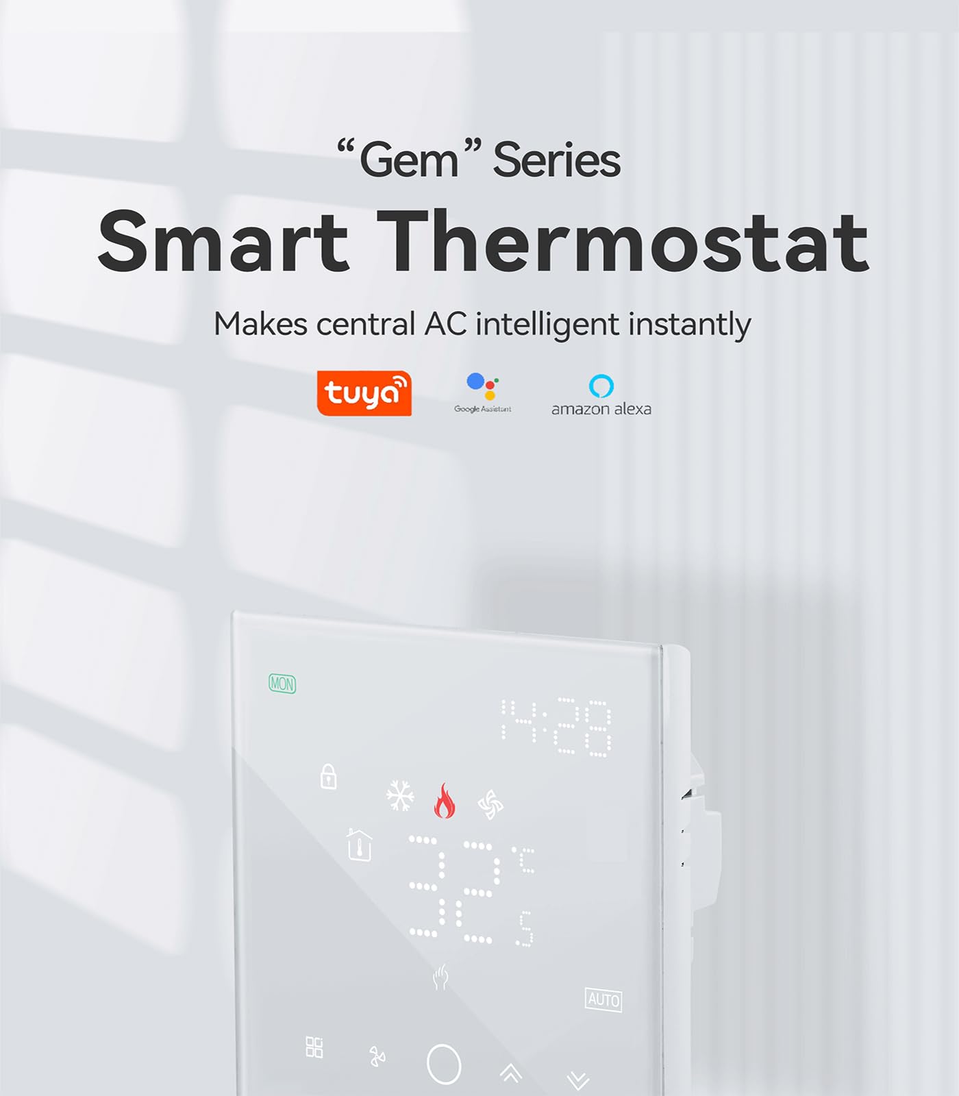 Termostato Inteligente para Aire Acondicionado VRF - Pantalla Táctil LED, Compatible con Alexa/Google Home, 4 Modos (Frío/Calor/Ventilación/Deshumidificación), Requiere Hub Zigbee