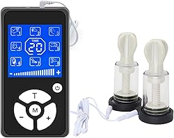 XWPBBFFC SM Electric Shock 1 par de bombas de pezón con succión de senos, juego de estimulación eléctrica, succionador de pezones, succionador de pezones, extractor de leche, masaje de clítoris, jugue