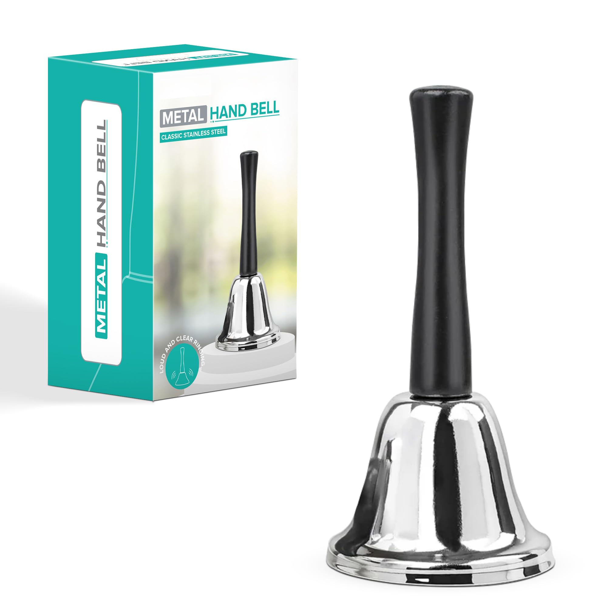 Hand Bell Elderly Butler Handle Call Bell Handheld Warehouse School Reception Wedding Events Hotel Dinner Counter Attention Loud Butler Service Christmas Santa Bells Xmas Accessory(1Pc)