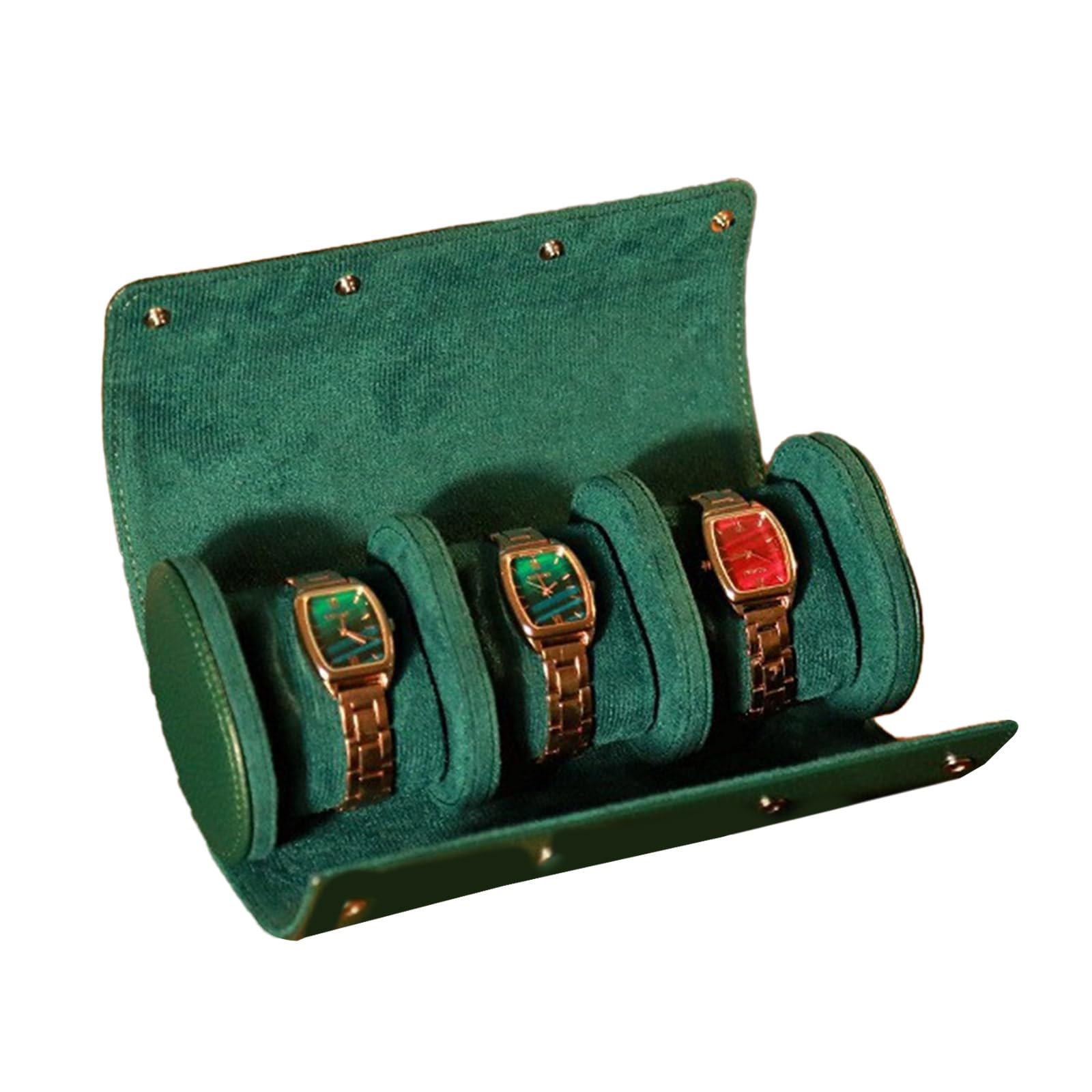 Boîte de rangement de montres de voyage en cuir PU marron pour hommes et femmes