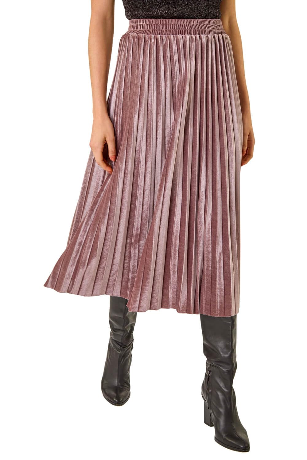 Roman Originals Women's Rose Pleated Skirt For Uk Maxi Midi Crinkle Summer Smart Casual Evening Special Occasion Elasticated Waistband Party Holiday Long Crepe - Size 16