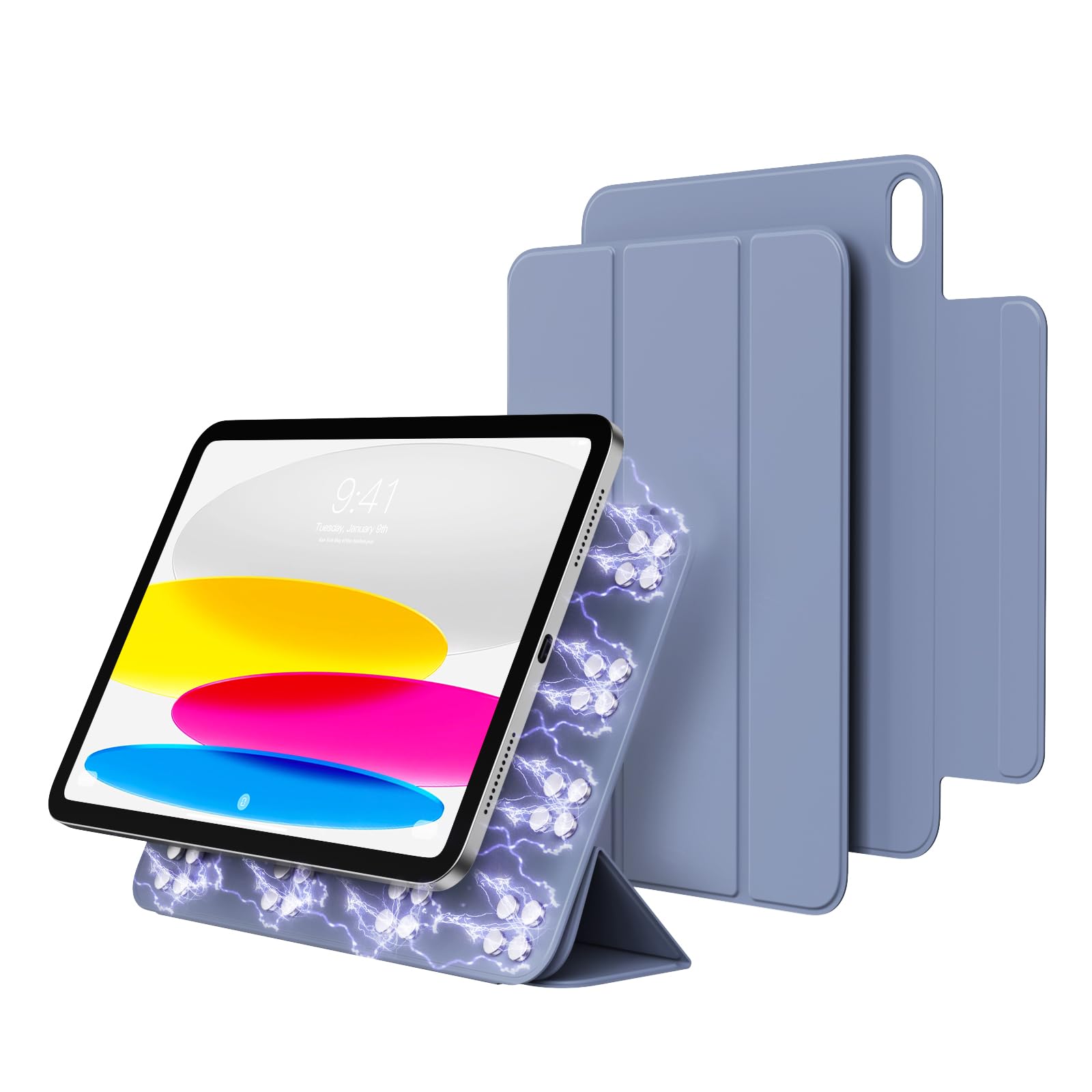 Magnetic Case for iPad (A16) 11th Generation 11 Inch 2025, for iPad 10th Generation 10.9 Inch 2022, Convenient Detachable Attachment, Two-Way Trifold Stand, Lightweight Protection, Purple