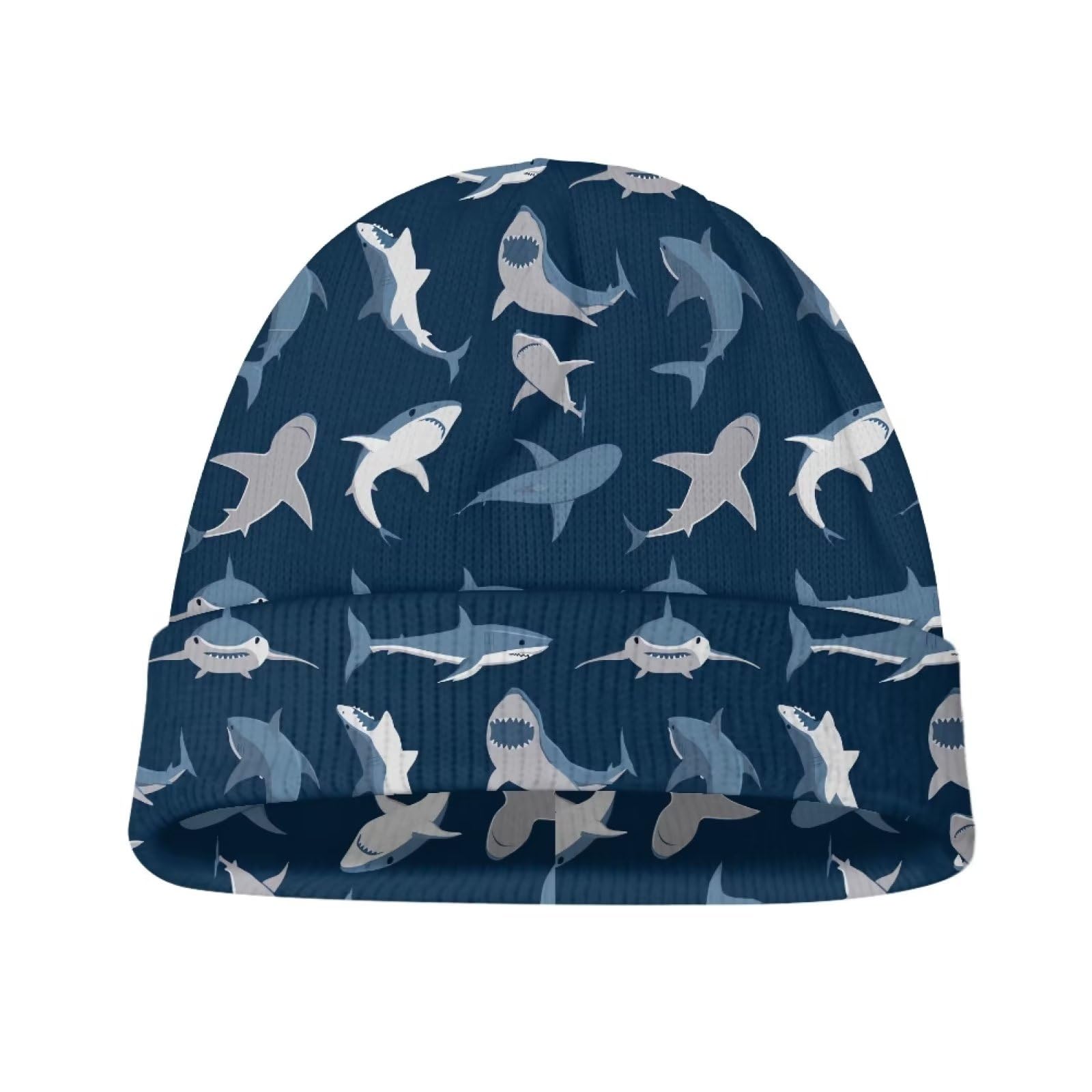Suhoaziia Shark Pattern Toddler Baby Boys Girls Winter Hats for 0-15 Years Beanie Knitted Cuffed Slouchy Soft Warm Infant Cap for Kids