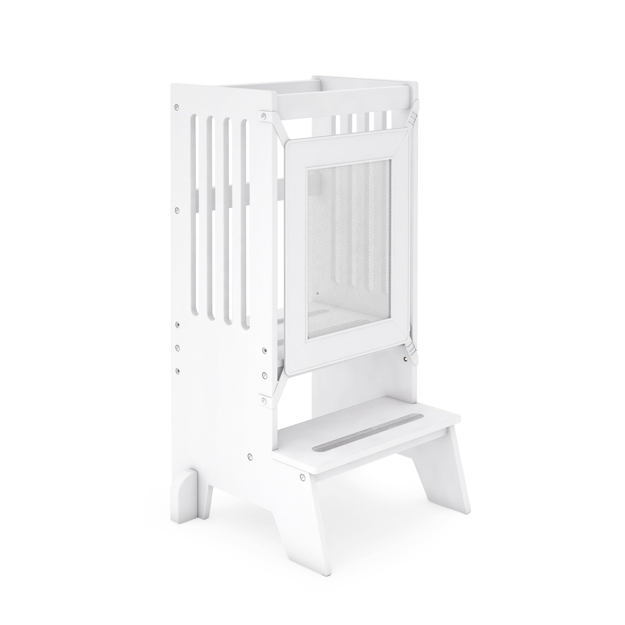 Jr. Contemporary Kitchen Helper Step-Up - White | Adjustable Wooden Step Stool for Toddlers, Kids Step Stool for Kitchen and Bathroom, Montessori Toddler Tower