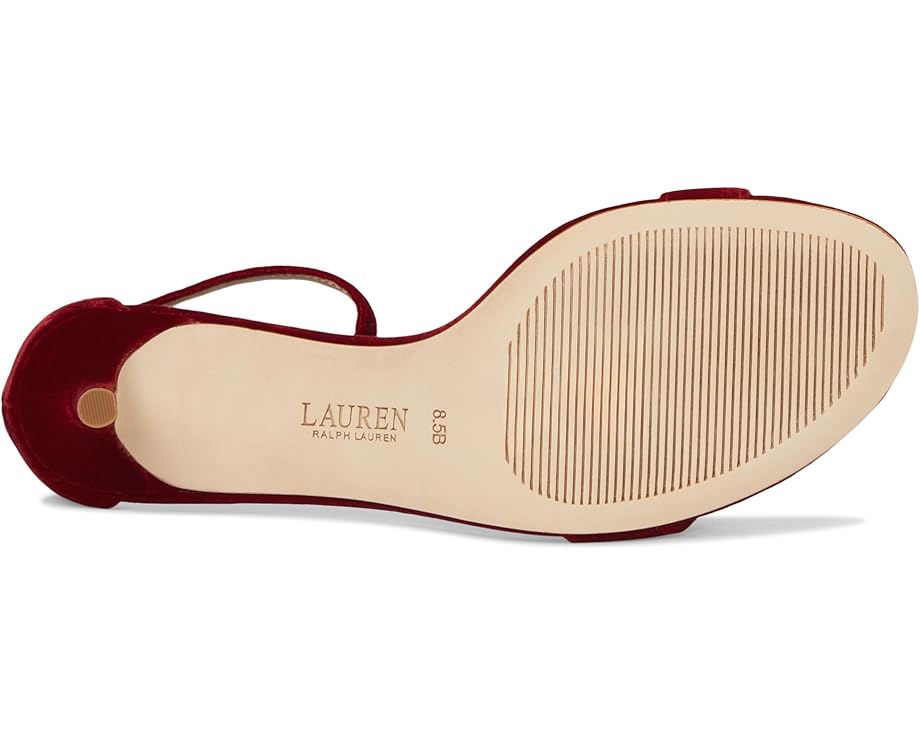 Lauren Ralph Lauren Allie Mid-Heel Velvet Sandals - Bottom View