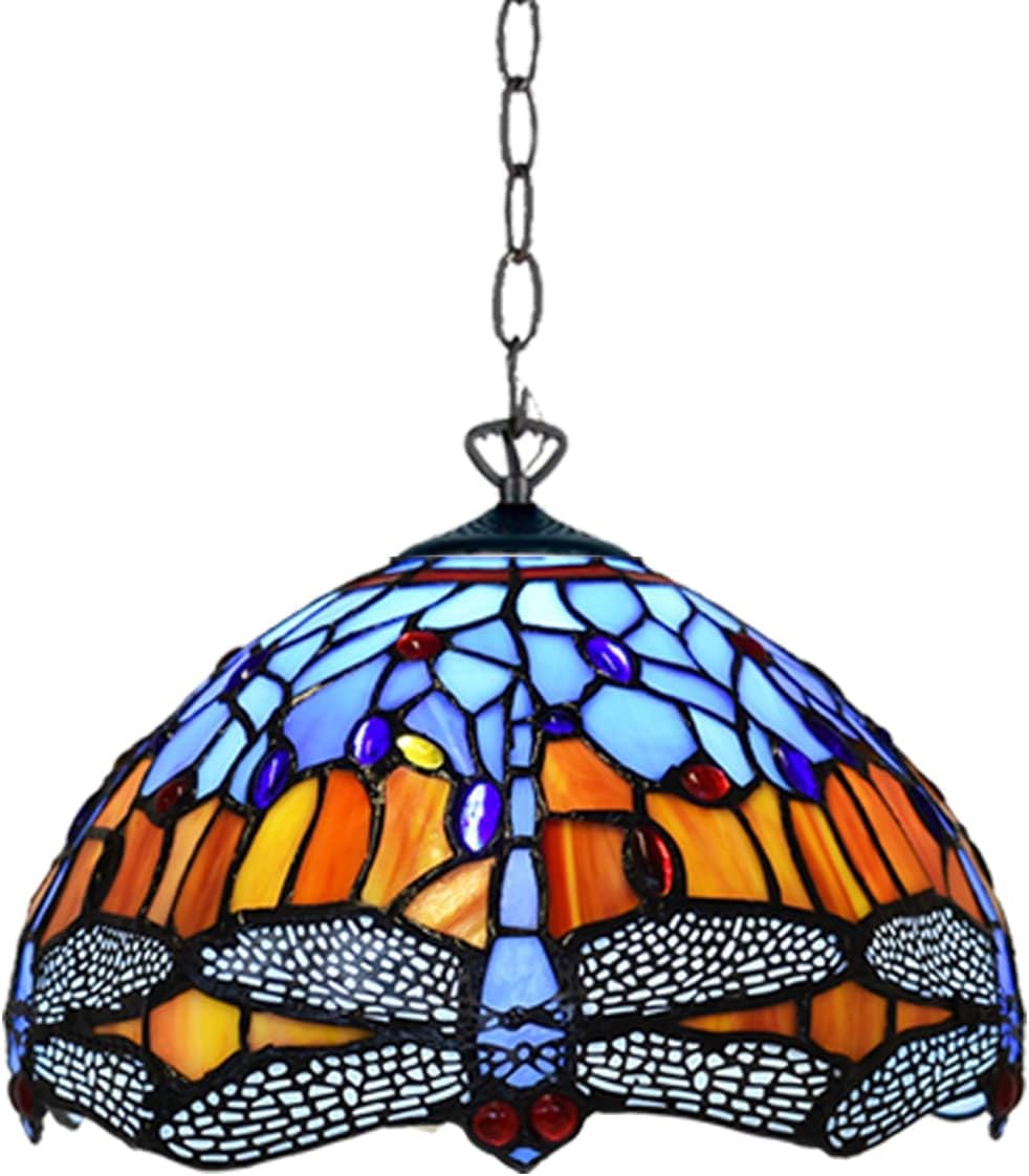 TIFFORA Tiffany Pendant Lamps Stained Glass Lamp Shades Handcrafted Stunning Quality Antique Design Pendant Light for Living Room Bedroom Lounge (TF(P)-1002)
