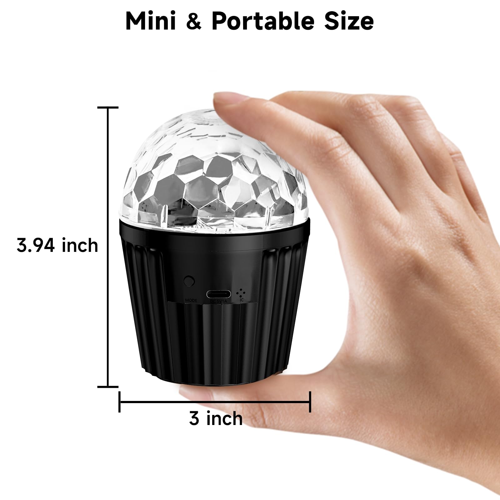 Mini Boule Disco pour Fête, Lumière LED USB avec Effets Dynamiques d'Éclairage RGB Activés par la Musique, avec Télécommande - Lumières de Discothèque USB pour Anniversaires, Célébrations