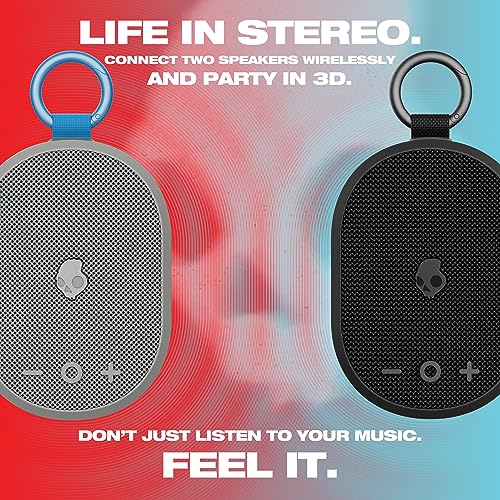 Image of Skullcandy Kilo Wireless Bluetooth Speaker - IPX7 Waterproof Mini Bluetooth Speaker with 24 Hour Battery, Downward Firing Passive Radiator, and True Wireless Pairing - Perfect for Outdoor (Grey)