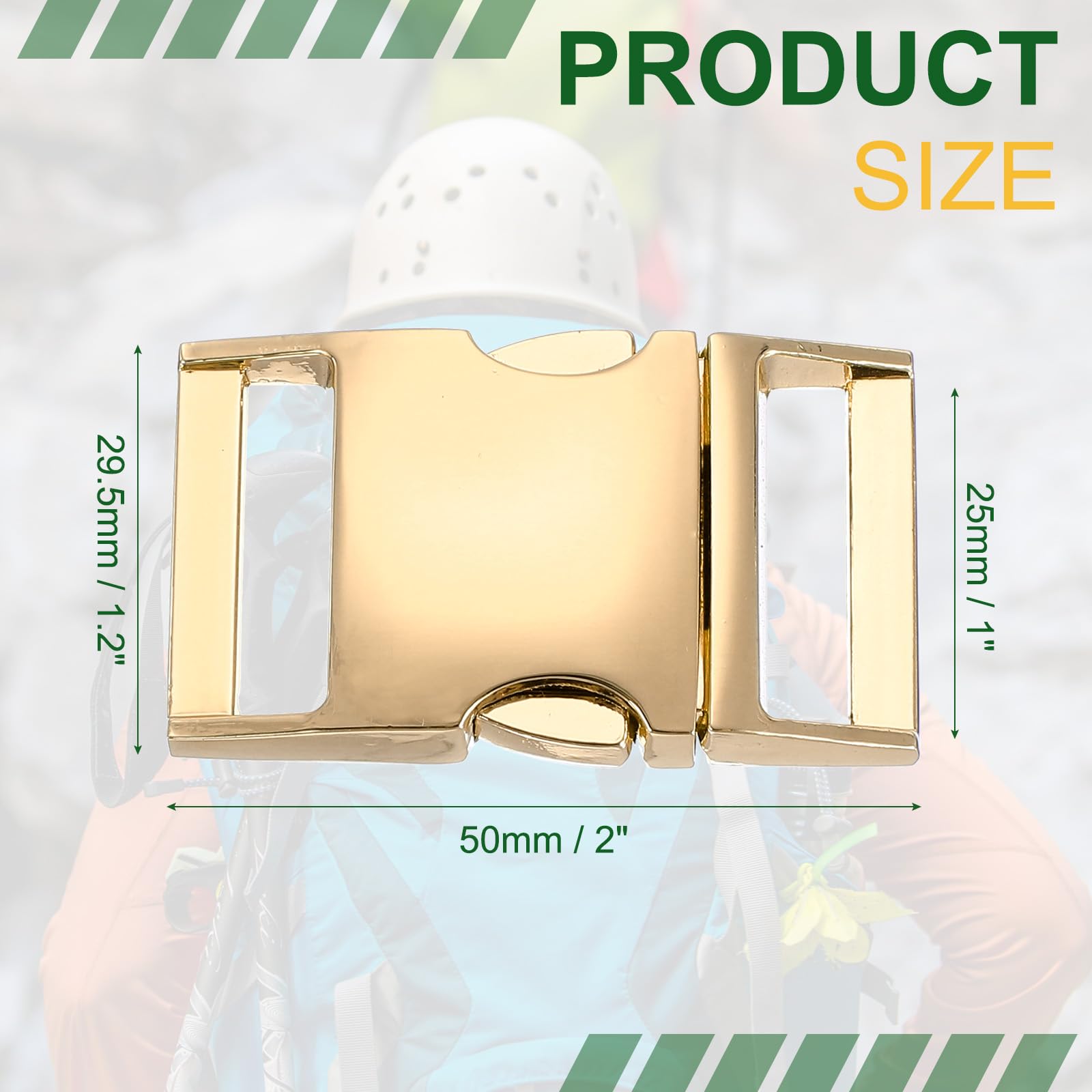 PATIKIL Metal Buckle, 4 Pack Quick Side Release Clips for Luggage Belt Strap Backpack Webbing(0.6" x 1.3", Gold) - Image 2