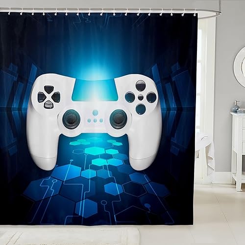 Cortina de ducha con estampado de consola de videojuegos para adolescentes, regalo para niños, niñas, jóvenes, hombres, cortina de baño elegante con