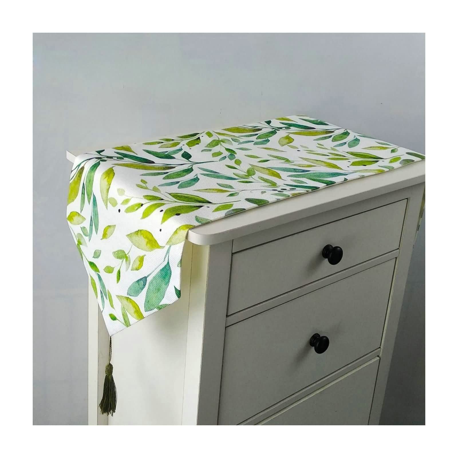 Chemin de table en lin et coton vert clair déco table longue chic