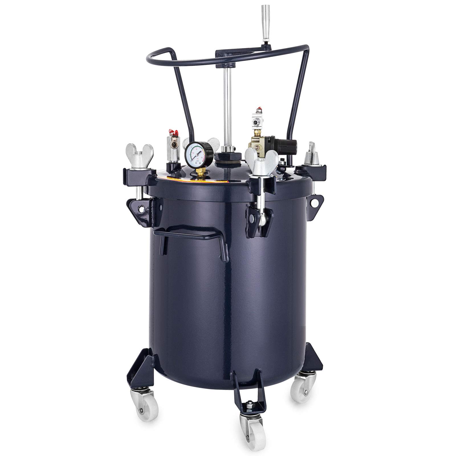 5 Gallon Spray Paint Pressure Tank 20L Automatic Air Powered Mixing Agitator 4 Casters Pot Tank Spray Gun Regulator Agitator Mixer (20L)