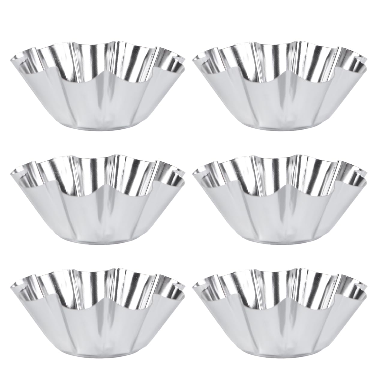 NAMOARLY 6pcs Stainless Steel Flower Tart Pans Non-stick Baking Molds for Cupcakes Muffins and Egg Tarts Design for Easy Release and Cleanup