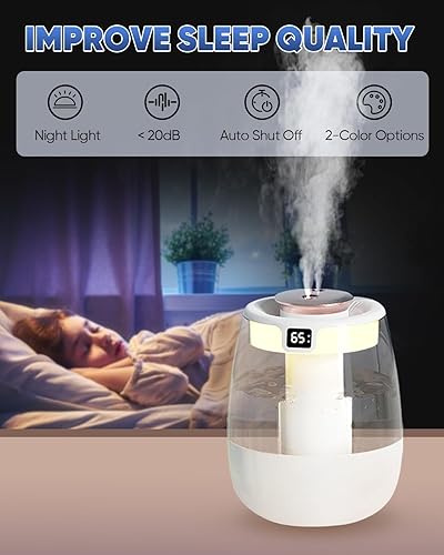 Miniatura 2 de KEN BROWN Mini humidificador de escritorio de 1.5L, silencioso, alimentado por USB, 3 modos de niebla, apagado automático, perfecto para oficina y